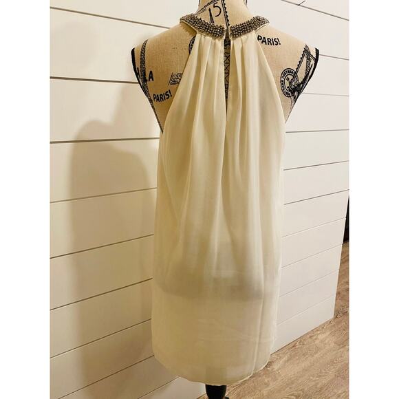 NWOT Cream Holiday Sheer Flowy Cocktail Dress - Picture 2 of 2